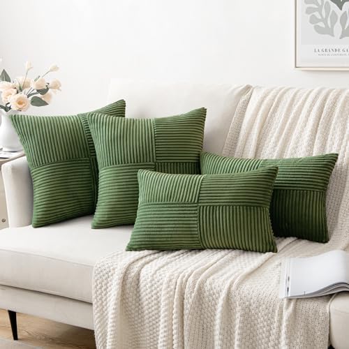 MIULEE Moss Green Decorative Throw Pillow Covers for Couch 20x20 Inch - Image 4