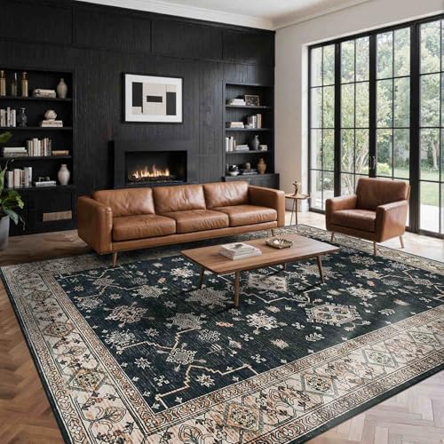 Rugxara Black 8x10 Area Rugs for Living Room Bedroom Large Washable Rug - Image 2