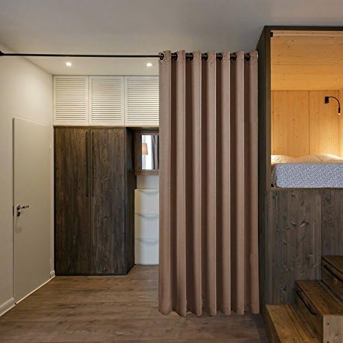 NICETOWN Privacy Room Divider Curtain Screen Partitions, Sound Blocking Blackout Room Divider Patio Door Curtain Panel for Glass Window/Sliding Door/Hall(1 Panel, 8.3ft Wide x 7ft Long, Cappuccino) - Image 2
