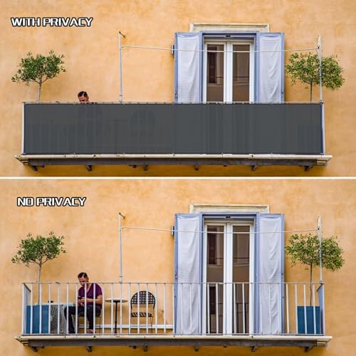 SUNLAX Custom Size 3'x2' Dark Grey Balcony Privacy Screen 90% UV Block - Image 5