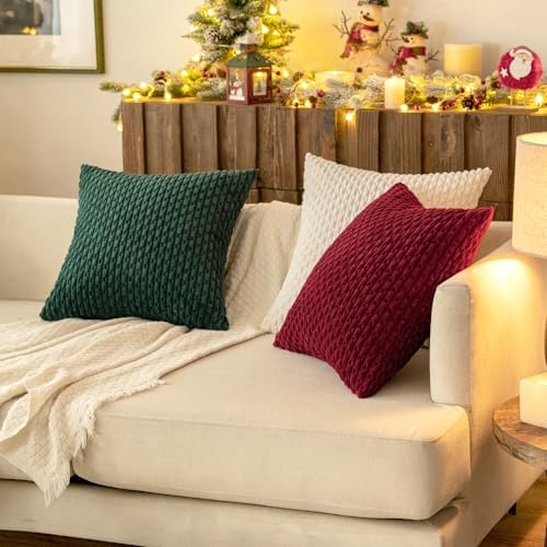 MIULEE Decorative Throw Pillow Covers 20x20 Burgundy Textured Corduroy - Image 5