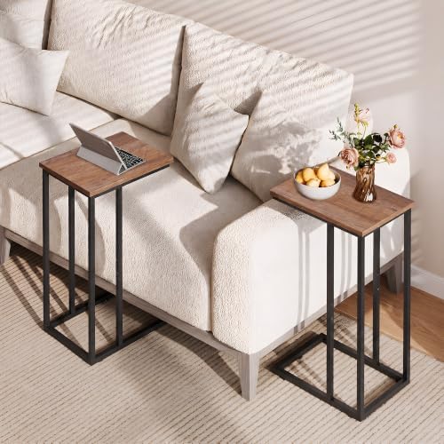 WLIVE C Shaped End Table, Small Side Tables for Sofa and Bed, Couch Table that Slides Under for Living Room, Bedroom, Home Office, Small Spaces - Image 5
