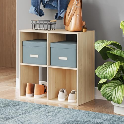 Signature Design by Ashley 4 Cube Organizer Bookcase, Light Brown Ash - Image 2