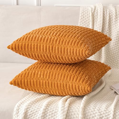 MIULEE Fall Decorative Throw Pillow Covers 20x20 Burnt Orange Pack of 2 - Image 3