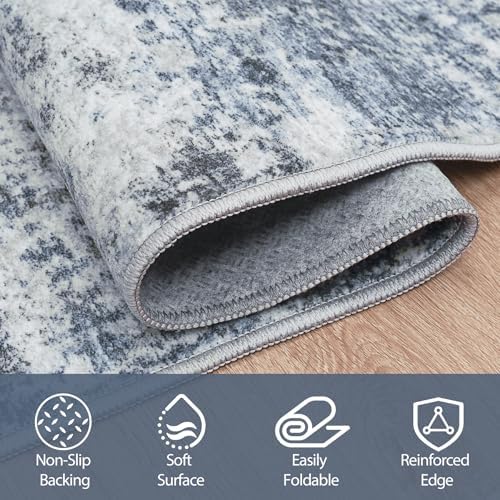 4x6 Area Rugs for Living Room Washable Bedroom Dining Room Blue Grey - Image 4