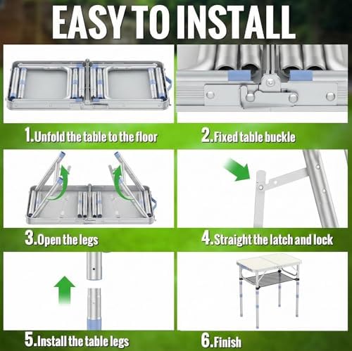 2FT Small Folding Table Portable Camping Picnic Table 3 Adjustable Height - Image 5