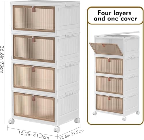 YFXCVSL 4 Tier Plastic Storage Bins with Lid 32QT, Stackable Storage Bins - Image 3