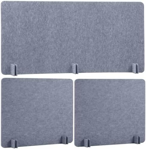 Buryeah 3 Pcs Desk Divider Desk Partition 23.6 x 47.2, 23.6 x 23.6 Stand up Freestanding Cubicle Privacy Panel Reducing Noise Visual Distraction Divider for Office Home School(Gray) by Buryeah