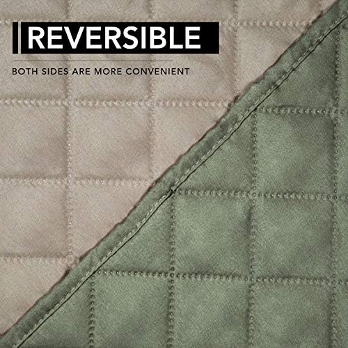 Easy-Going Oversized Recliner Cover Reversible Couch Cover Sofa Cover for Living Room Water Resistant Furniture Protector with Elastic Straps for Pets Kids (Oversized Recliner, Greyish Green/Beige) - Image 5