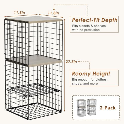 2 Pack Closet Organizer System, Extra Tall Stackable Closet Shelves - Image 4
