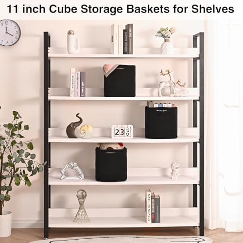 11 Inch Cube Storage Bins, 11x11 Cube Storage Bins for Cube Organizer, Square Cloth Storage Cubes, Black Woven Storage Baskets for Shelves, Toy Baskets Storage Kids, Black (Pack of 3) - Image 3