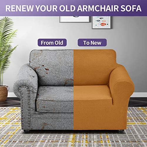 Joccun Stretch Chair Couch Cover,1-Piece Sofa Slipcover Spandex Jacquard Fabric Sofa Covers with Elastic Bottom,Washable Furniture Protector for Dogs,Cats,Kids(Armchair,Gold) - Image 6