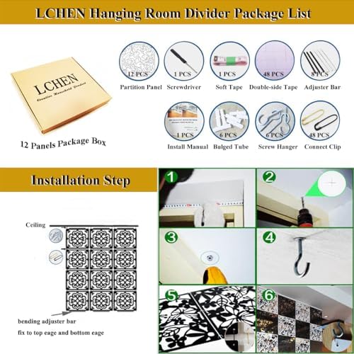 Lchen Hanging Room Divider Panel, 12 Pieces White Screen Panels Solid Board Cut Room Partition Home Decoration(Mixed,15.7"x15.7"x0.03") - Image 6