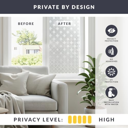 Clover Window Privacy Film by Artscape - Decorative Textured Glass Design, Static Cling, Blocks Views, Not Light, UV Protection, Non-Adhesive Water-Applied Installation - 35.43 x 72 Inch - Image 3