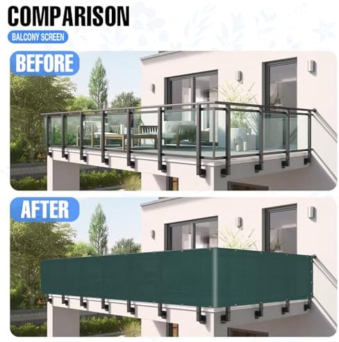 E&K Sunrise 3' x 262' Balcony Privacy Fence Screen Cover with Zip Ties Outdoor Screen Fence UV Protection for Deck Patio Backyard Apartment Pool Porch (Green) - Image 3