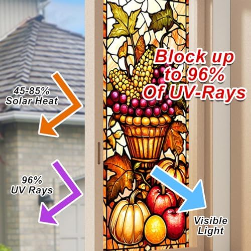 HOMETITUTE Thanksgiving Harvest Basket Privacy Window Cling 18x39 PVC - Image 4
