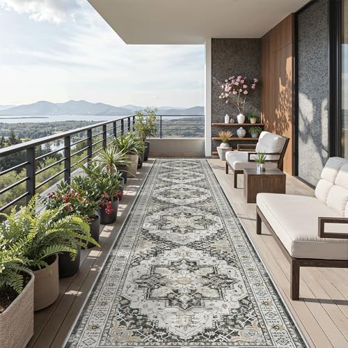 Madane Hallway Runner Rug 3x16 Washable Kitchen Runners Long, Black - Image 4