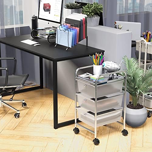 Simple Houseware 3 Drawers Rolling Utility Cart Art Craft Organizer, Chrome - Image 2