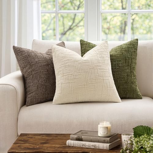 MIULEE Chenille Textured Throw Pillow Covers Beige 18x18 Set of 2 - Image 4