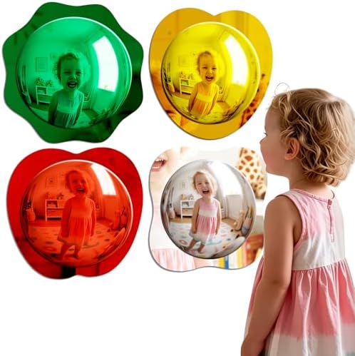 4PCS Sensory Wall Bubble Mirror, Color Convex Acrylic Mirror, 10 X 10 Inch by Suteng
