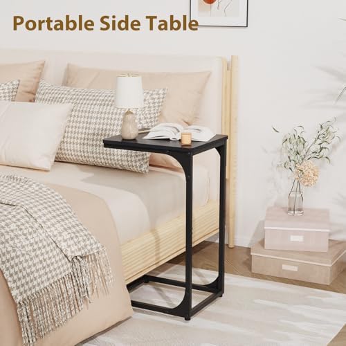 C Shaped End Tables Couch Table TV Trays Set of 2, 11.8" Wide, Black - Image 6