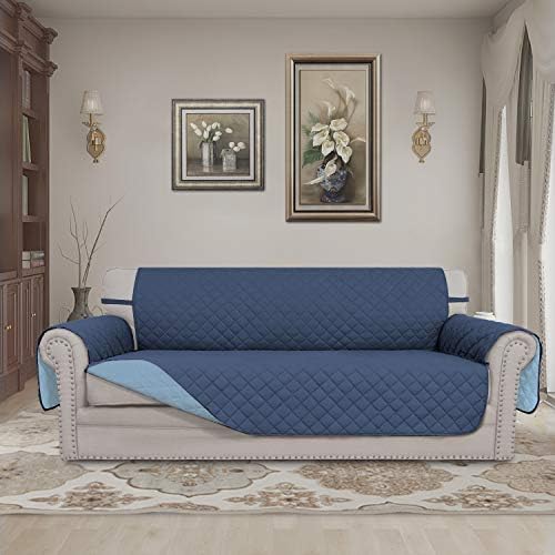 Easy-Going Reversible Couch Cover, 3 Cushion Sofa, Dark Blue/Light Blue - Image 2
