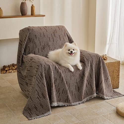 MYSKY HOME Oversized Armchair Couch Cover for 1 Cushion Couch, Washable Sofa Protector, Chair Couch Covers Sofa Covers Sofa Throws Sofa Slipcovers Futon Cover for Pet, Kid, 71"X91", Deep Chocolate by MYSKYHOME