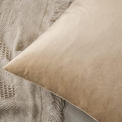 MIULEE 12x20 Inch Lumbar Velvet Throw Pillow Covers Beige - Image 2