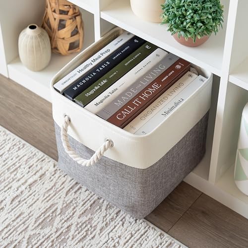 OrganiHaus 11x11 Cube Storage Bins, 4-Pack Fabric Cubes, Rope Handles - Image 4