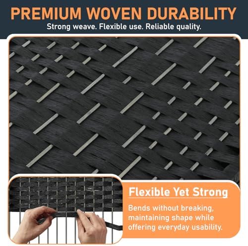 FDW | 6-Panel Folding Room Divider | 6ft, Coal Black | Hand Woven Mesh - Image 6