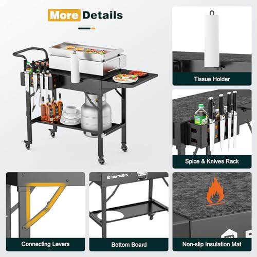 Raynesys 440lbs Outdoor Folding Grill Cart, Blackstone Griddle Stand - Image 5