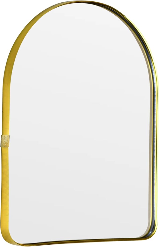 Funly mee Arched Wall Mirror, 15.8 x23.6 inches, Wall-Mounted Plastic Mirror, for Bathroom and Vanity (Gold) by Funly+mee