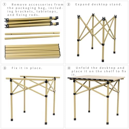 Wind Tour Portable Camping Table Folding Side Table Aluminum Lightweight Table with Carry Bag for Outdoor Cooking Hiking Picnics BBQ Travel (Khaki) - Image 5