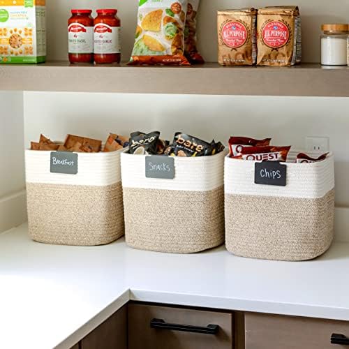 NaturalCozy Storage Cubes 11 Inch Cotton Rope Woven Baskets for Organizing, 3-Pack | Cube Bin Square Shelves Organizer, Classroom, Kids Toy Bins, Closet, Baby Nursery - Image 5