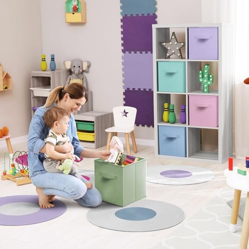 Sorbus Cube Storage Bin, Fabric, 6 Pack (13 Inch, Pastel Multi-Color 2) - Image 5