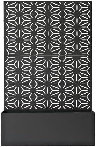Oakland Living 6 ft. X 4 ft. Black Freestanding Metal Privacy Screen Room Divider with Flower Box - Image 3