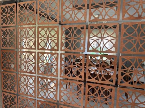 Wooden Teak Tone Hanging Room Divider Panels, Set of 12 - Image 5