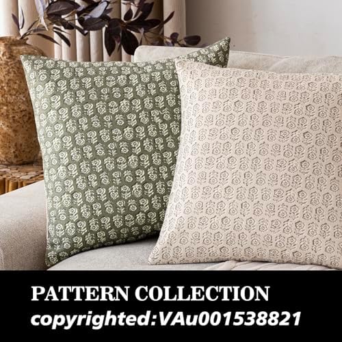 Foindtower Decorative Floral Print Throw Pillow Covers 20×20 Sage Green - Image 4