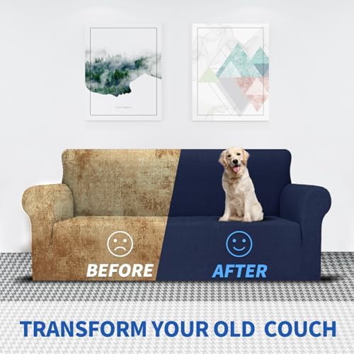 MAXIJIN Stretch Oversized Couch Covers for 3 Cushion Couch (91"-110"), 1-Piece Large Sofa Cover Slipcover Furniture Protector for Kids,Dogs (Extra Large, Diamond Pattern Navy Blue) - Image 5