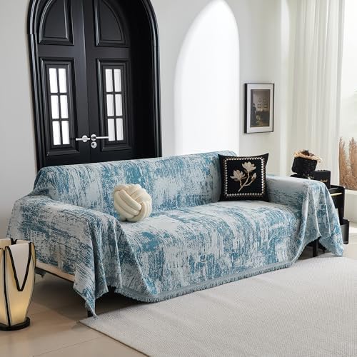 MYSKY HOME Sectional Couch Cover Sage Abstract Geometric Sofa Covers for Sectional Sofa L Shape Chenille Couch Protector for Dogs Pets Couch Throw Cover Washable Durable for Home Decor, 71" X118" - Image 2