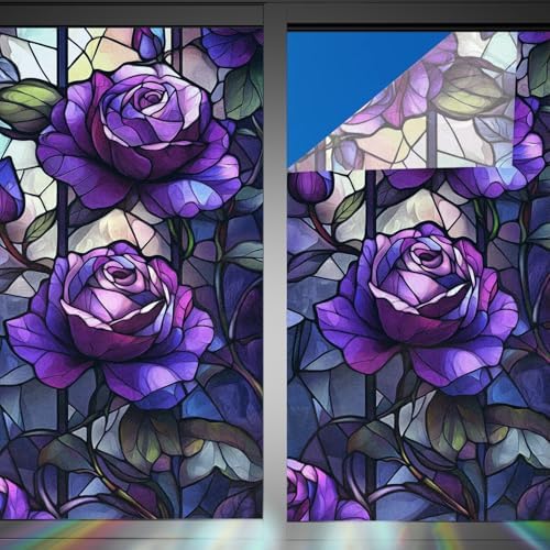 Nuxovilar Gothic Halloween Dark Purple Rose Window Film 17.5x39.3 PVC - Image 2