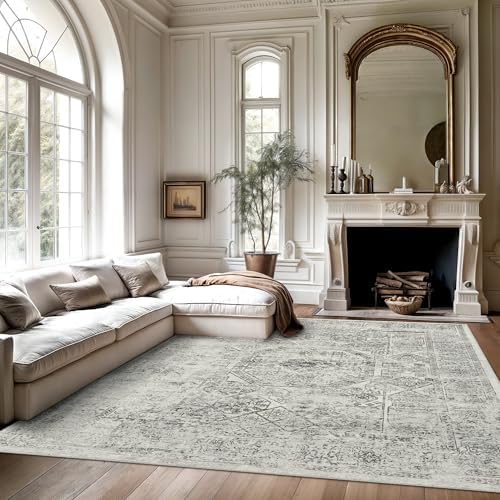 Soalmost 6x9 Area Rug for Living Room Washable Non-Slip Rugs Light Gray - Image 2