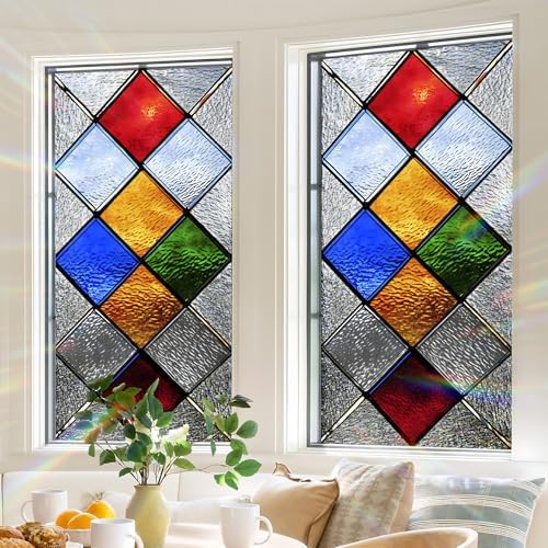Window Privacy Film Frosted Glass Window Sticker Window Film Static Glass Cling Tint Non-Adhesive for Home Door Decorative Frosting Cover 17.5 X 39.3 inch by BVBOX