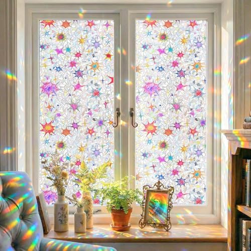 ADD.HERES Rainbow Window Privacy Film, Stained Glass Cling, 17.5" x 78.7" by ADDHERES