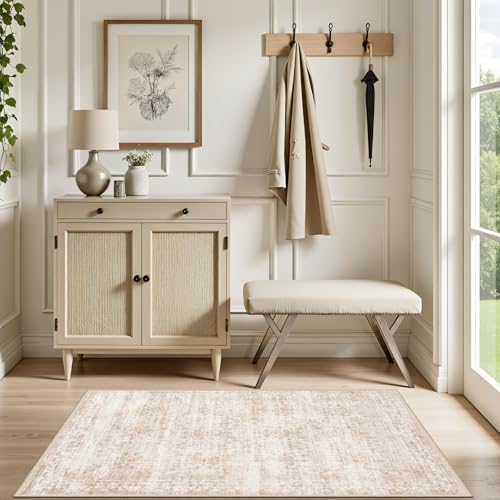 2x3 Area Rugs Living Room: Washable Rug for Bedroom Beige Brown - Image 5