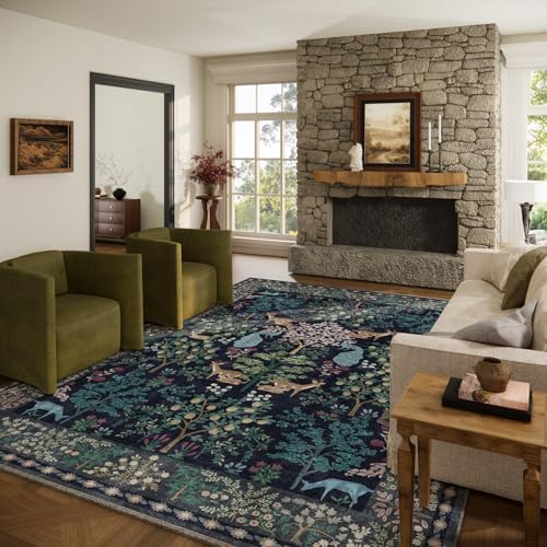 9x12 Area Rugs for Living Room: Washable Bedroom Rug Vintage Area Rug Stain Resistant Non Slip Low Pile Lightweight Soft Carpets for Living Room Dining Room Kitchen Nursery Kids Room Farmhouse Indoor by palohom