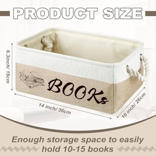 Marsui 1 Pcs TBR Basket Book Storage Bin Bookish Gifts, White Camel - Image 3