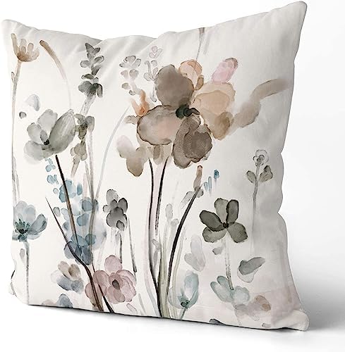 Flower Throw Pillow Covers 16x16 Set of 2, Flowers Pillow Cushion Cases,Decorative Square Pillowcases for Sofa Couch Bedroom Living Room Car - Image 6