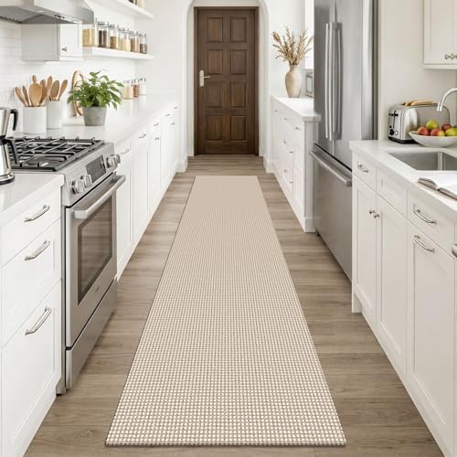 KOZYFLY Runners Rugs for Hallway 2x10, Washable Runner Rug, Woven Non Slip Kitchen Runner, Braided Entryway Rug, Floor Carpet for Entry, Aisle, Hall, Ivory Beige - Image 2