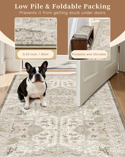 Madane Hallway Runner Rug 2'6''x10' Kitchen Runners Vintage, Ivory/Brown - Image 6
